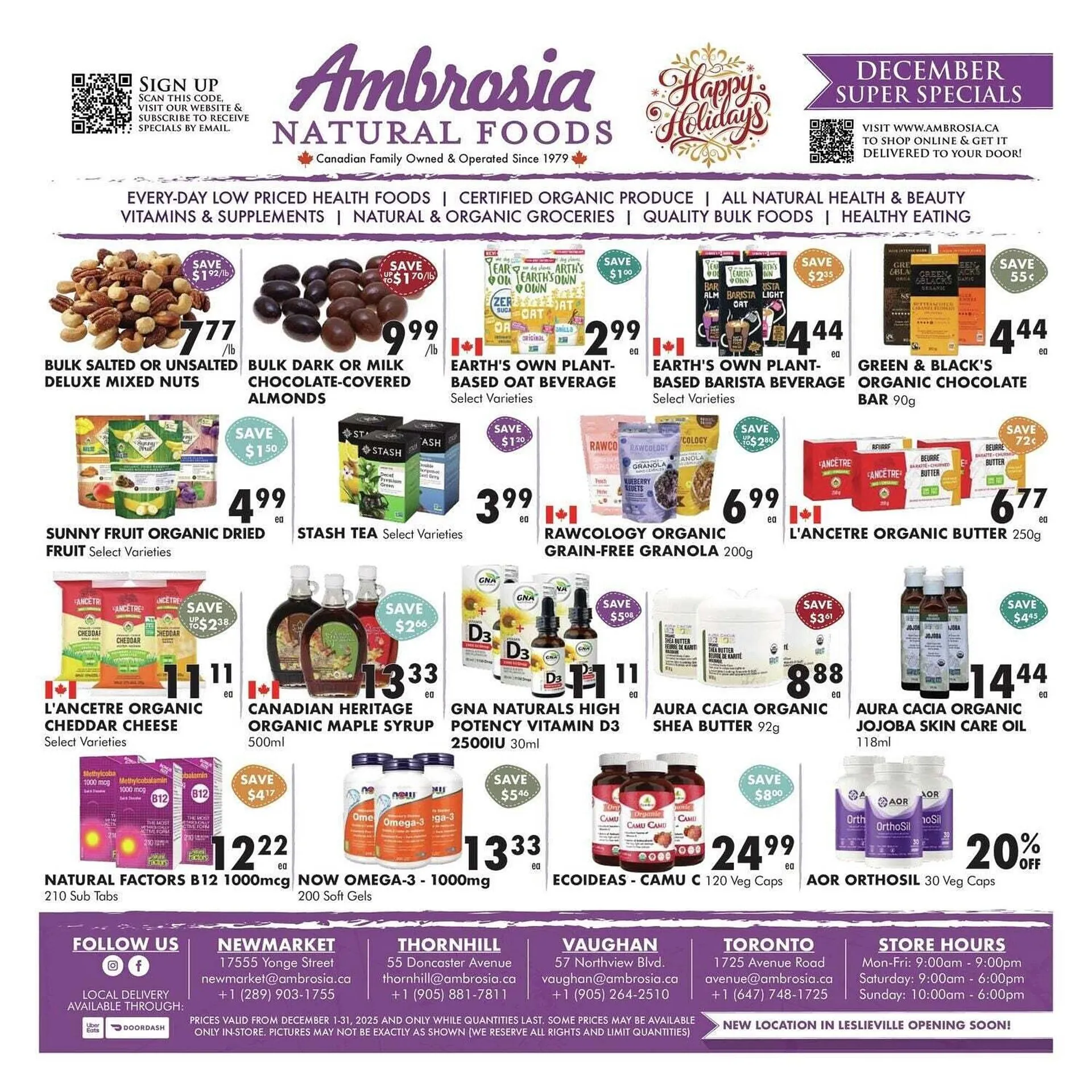Ambrosia Natural Foods flyer from December 1 to January 1 2026 - flyer page 1