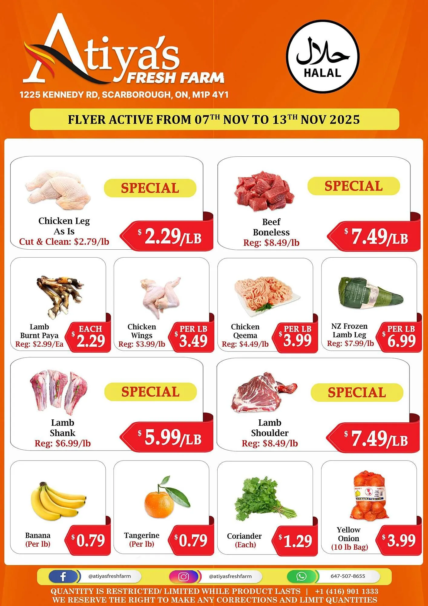Atiya's Fresh Farm flyer from November 7 to November 13 2025 - flyer page 1