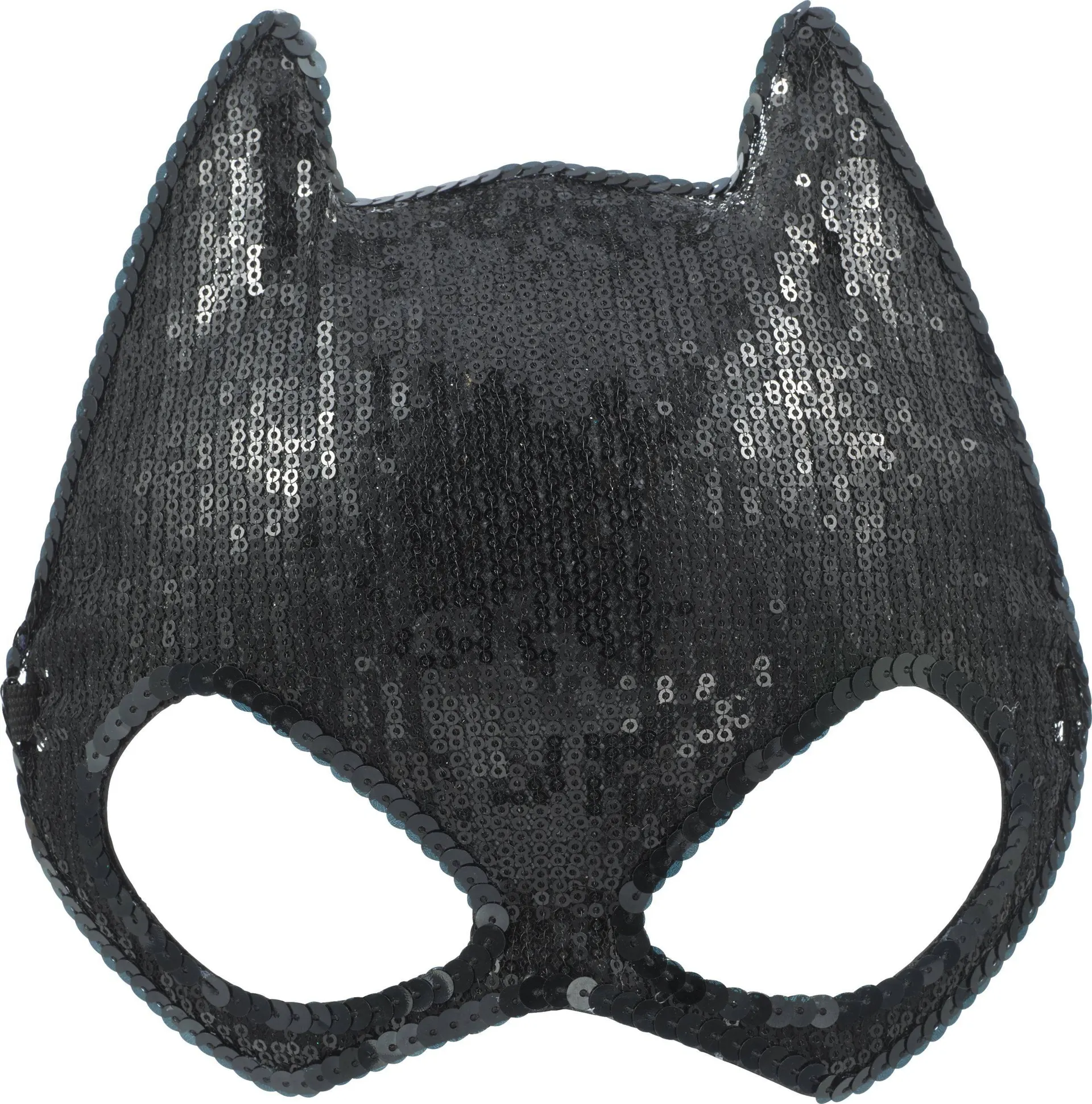 DC Batgirl Sequin Half Face Mask, Black, One Size, Wearable Costume Accessory for Halloween