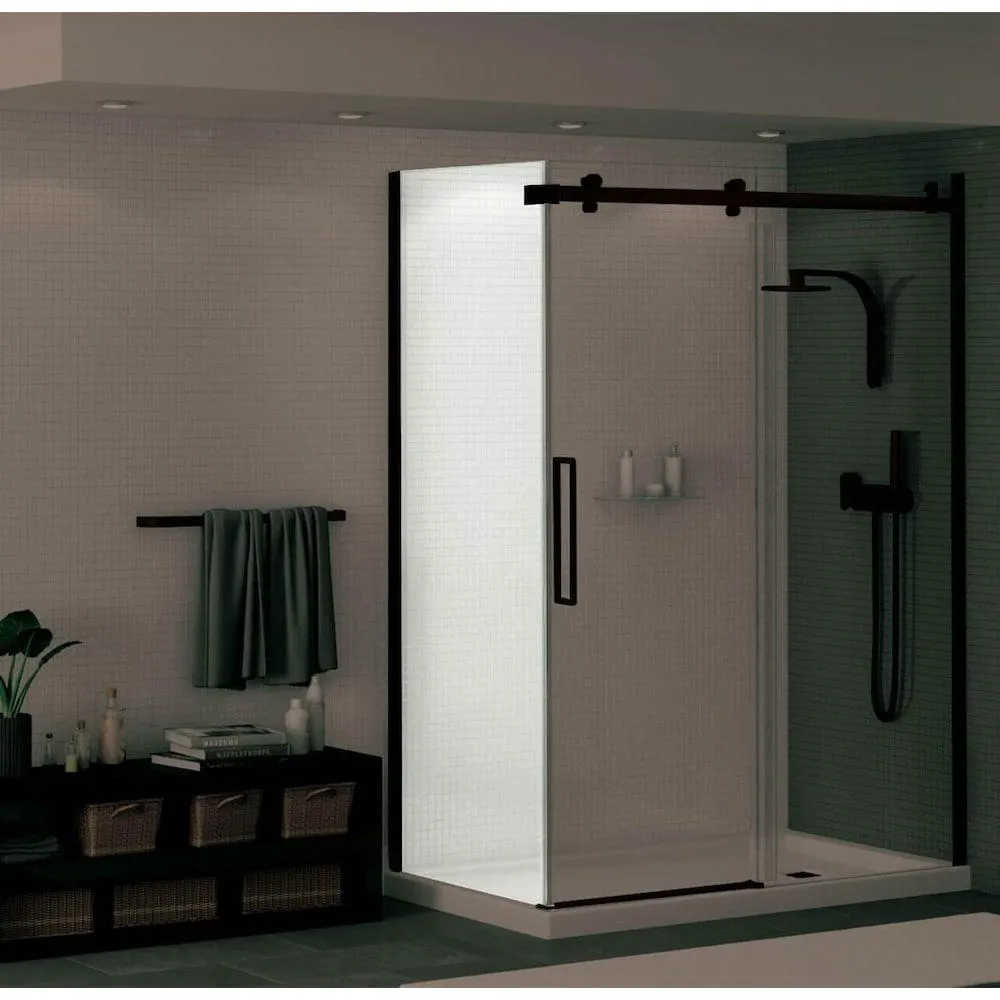 Halo 78.75 in. H Frameless Fixed Return Panel in Matte Black with 8mm Clear Tempered Glass for 32 in. Wide Base & Halo Shower Door