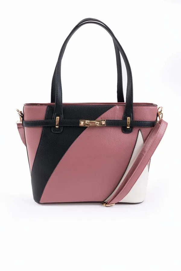 Patchwork, tri-colour tote bag