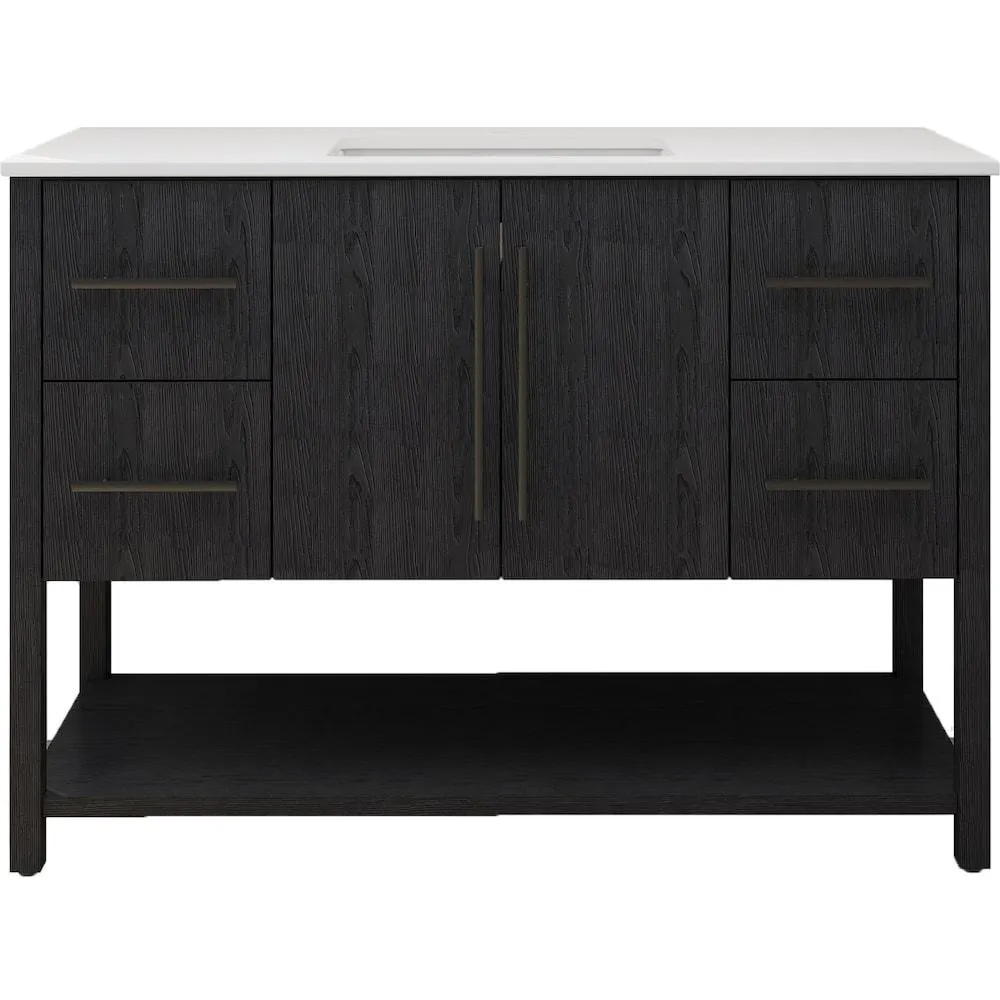 Danesfield 48in.W X 20in.D X34in.H Vanity in Black With Engineered Top