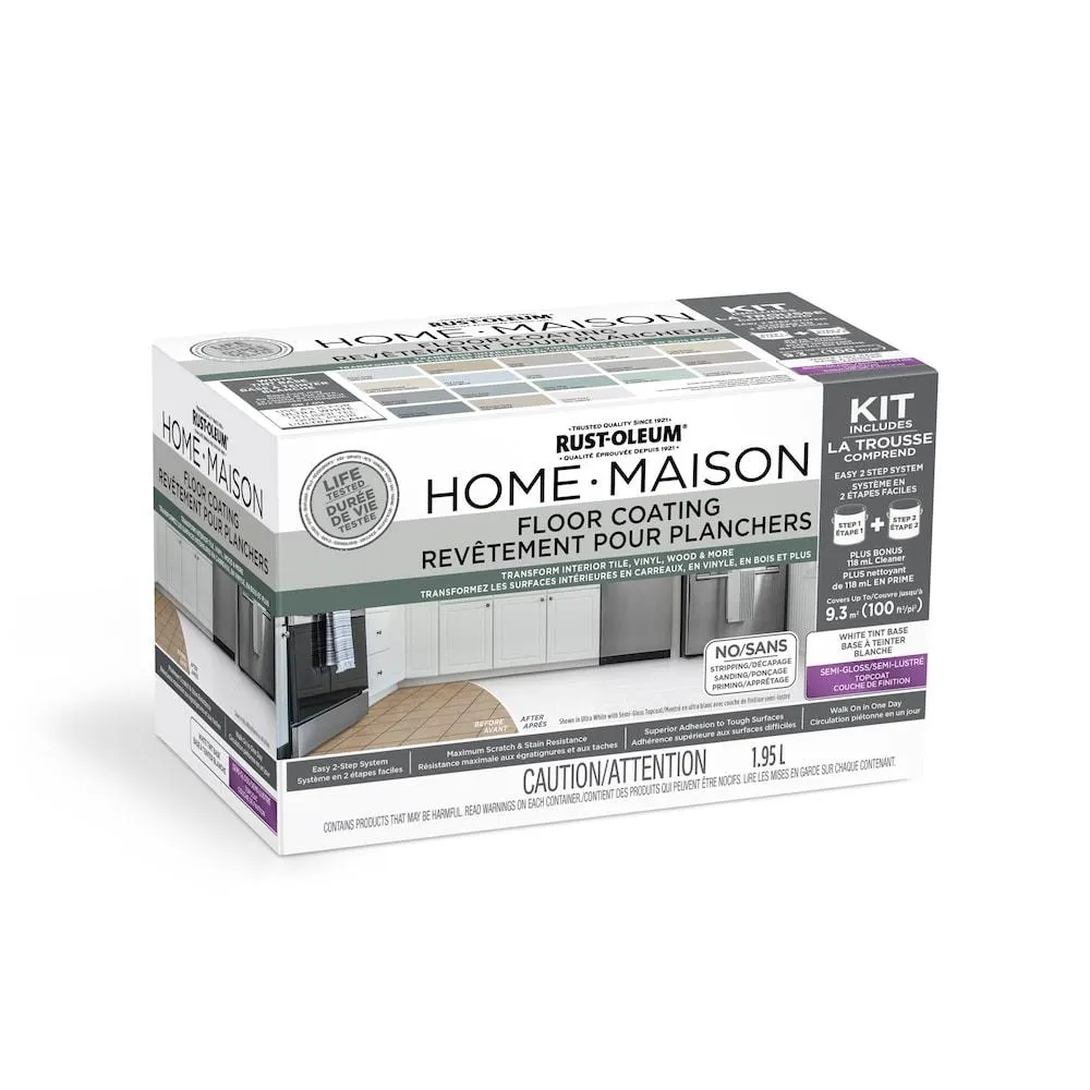 Home Floor Kit Semi-Gloss White Tint Base, 1.95L 2-Step Kit