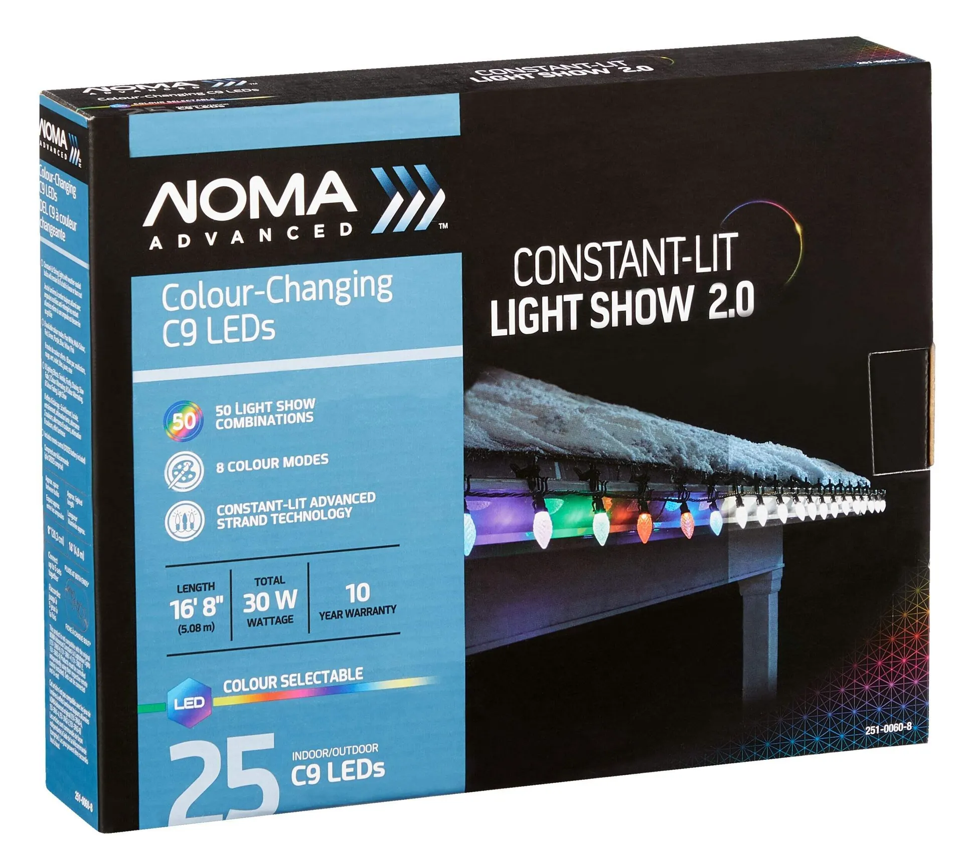 NOMA Advanced Lightshow 25 C9 LED Christmas Lights, 16-ft 8", Colour-Changing