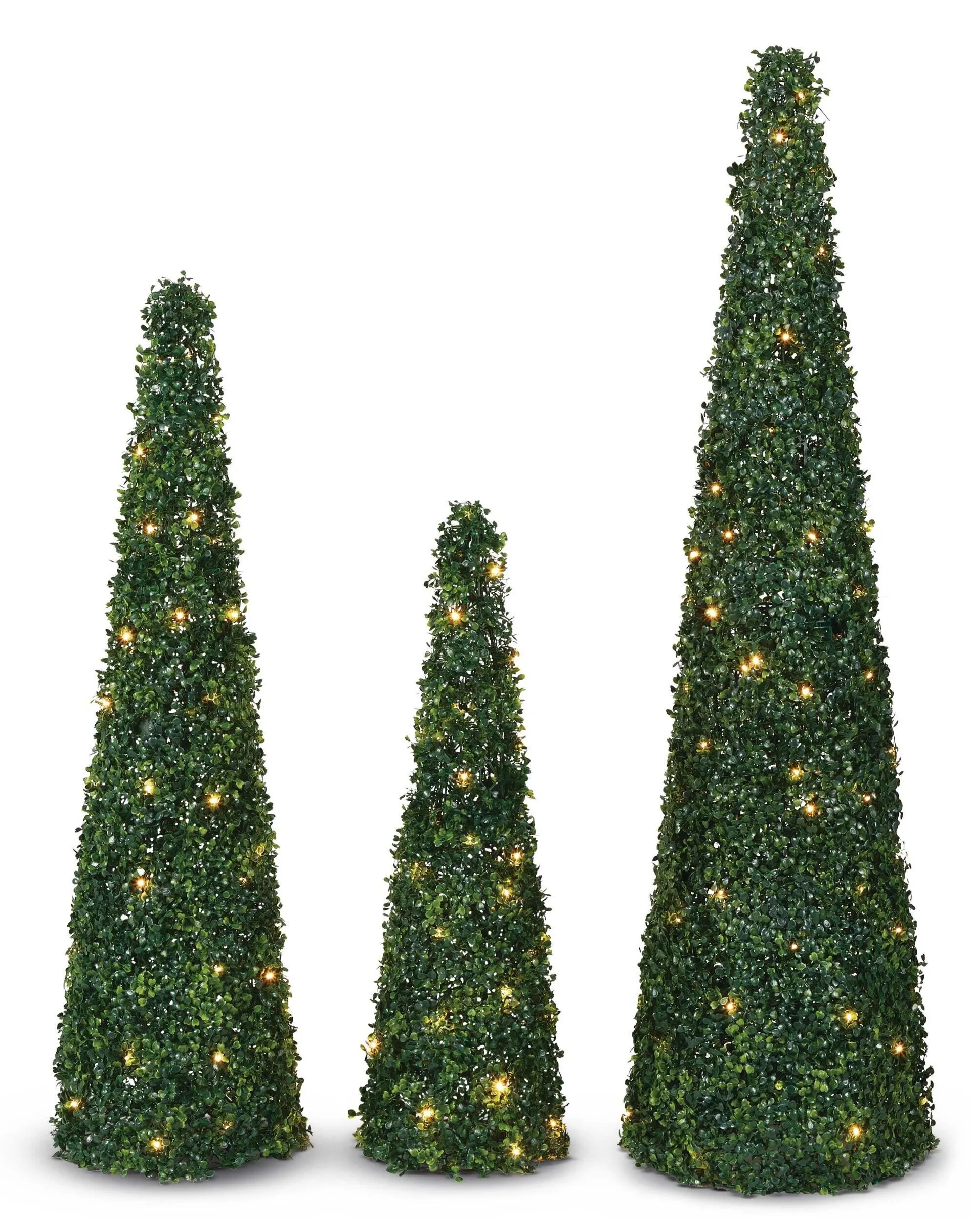 CANVAS Twinkling Topiary Cone Tree Set, LED, 3-ft/4-ft/5-ft (0.9/1.2/1.5 m), Green