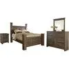 Juararo 6 Piece Queen Poster Bedroom - Dark Brown