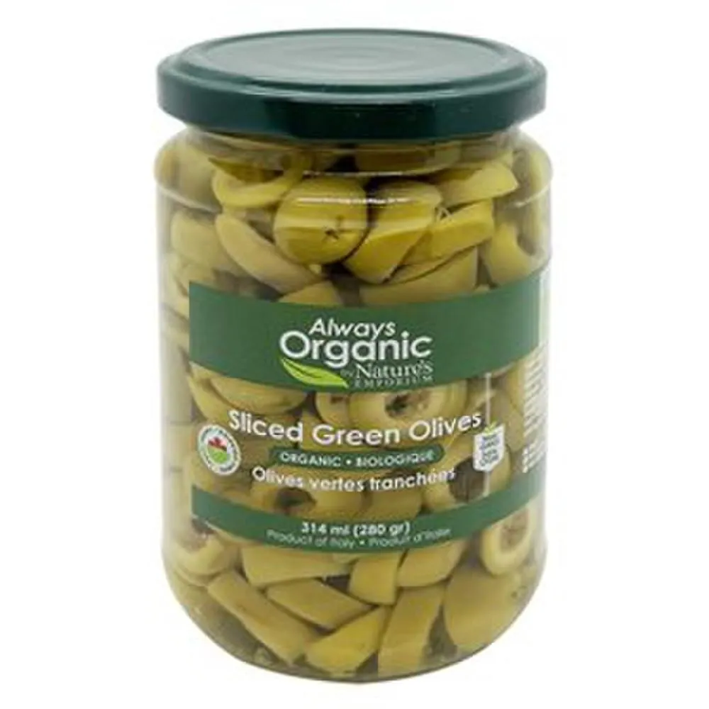 Always Organic Olives Green Sliced Org 314 ml