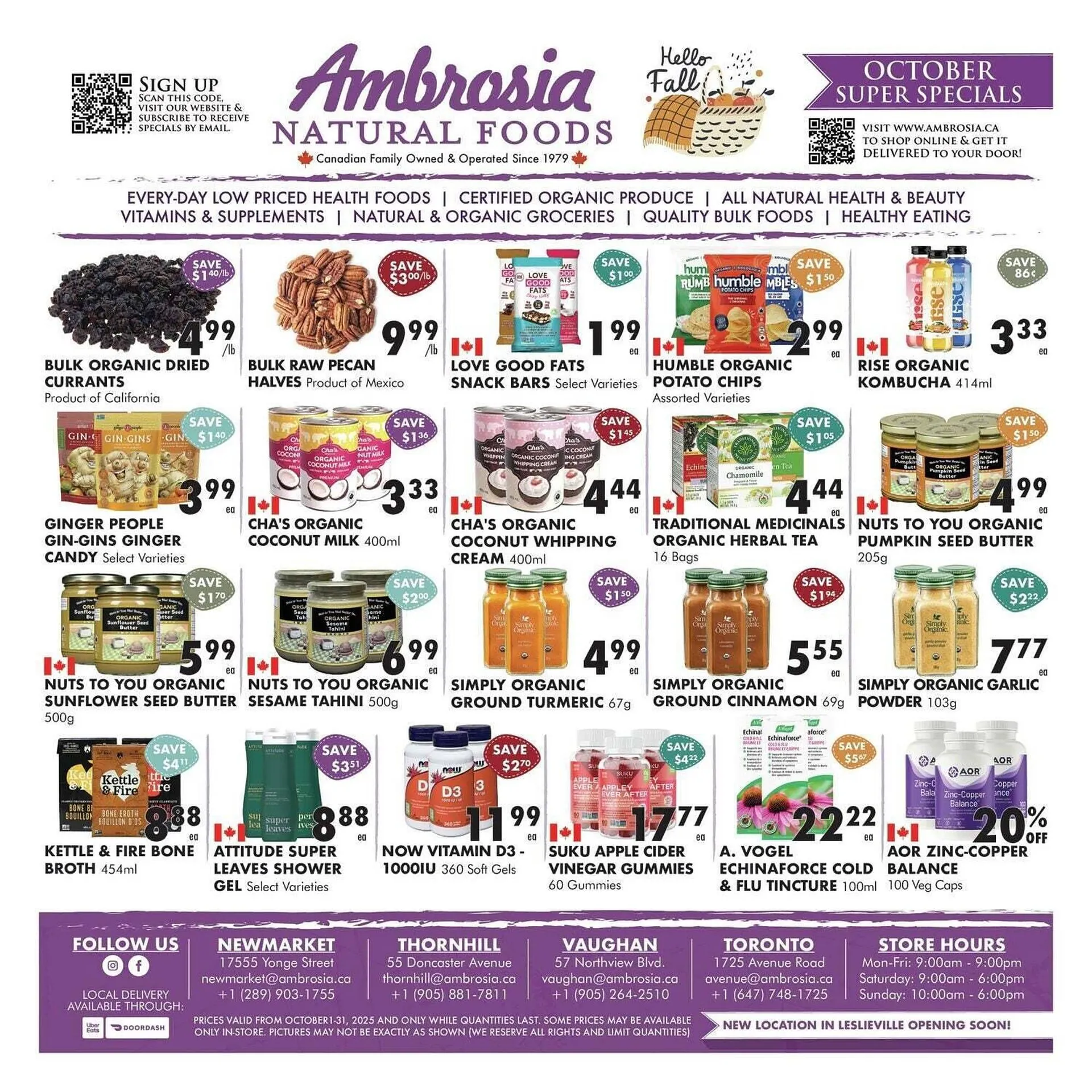 Ambrosia Natural Foods flyer from October 2 to October 9 2025 - flyer page 1