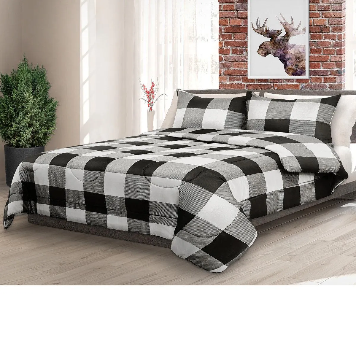 Ring Stitch Plaid Comforter Set
