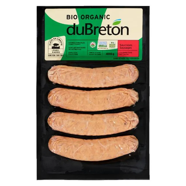 Du Breton Org Sausages Hot Italian