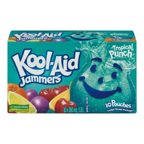 Kool Aid Jammers Tropical Punch Fruit Drink Pouches, 10 ct