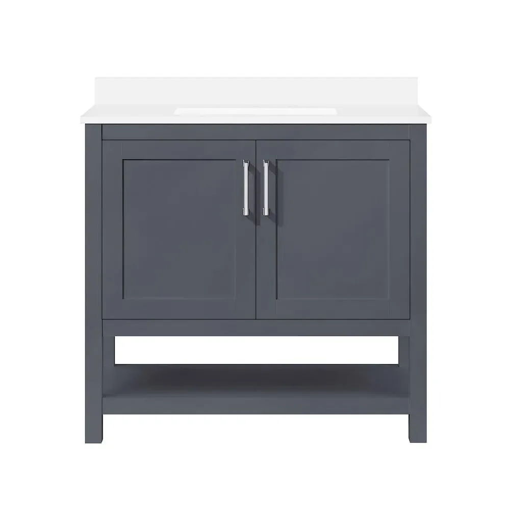Vegas 36 inch W Single Sink Bath Vanity in Dark Charcoal with White Top