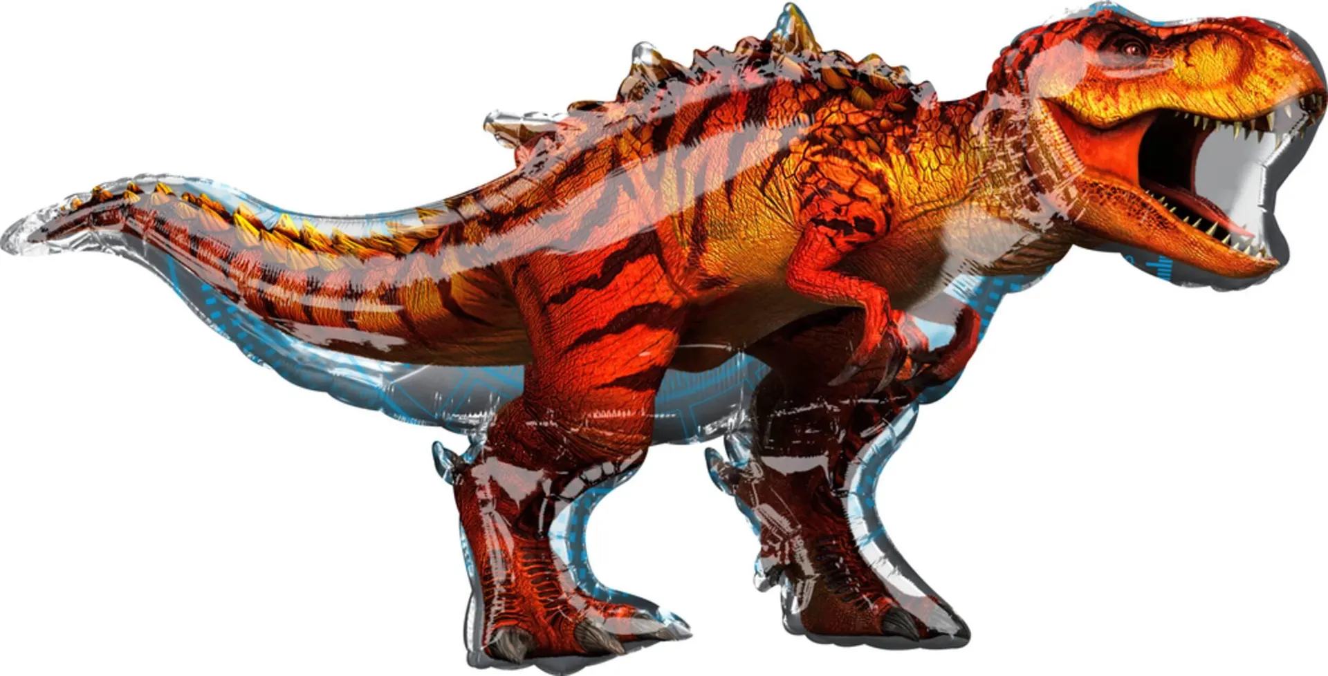 Jurassic World T-Rex Dinosaur Satin Foil Balloon, Red, 49-in, Helium Inflation & Ribbon Included for Birthday Party