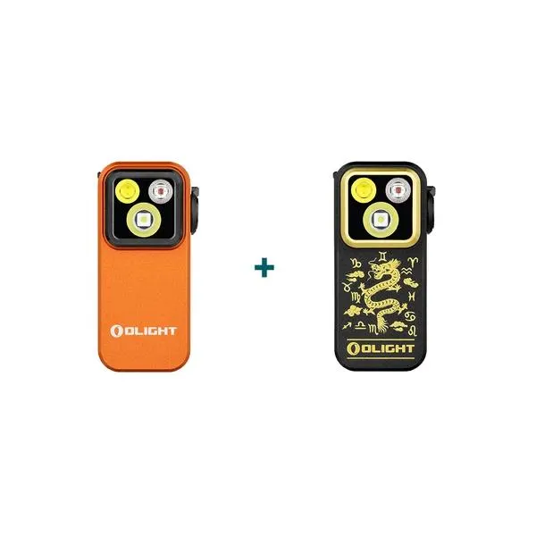 Olight Oclip Pro Clip on Flashlight with Floodlight Spotlight and Red Light Bundle