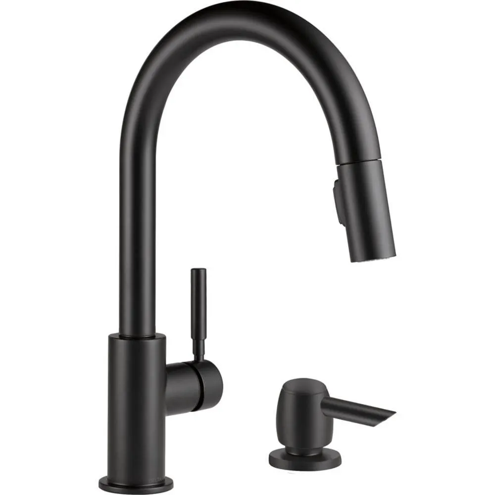 Trask Single Handle Pull-Down Kitchen Faucet with Soap Dispenser in Matte Black