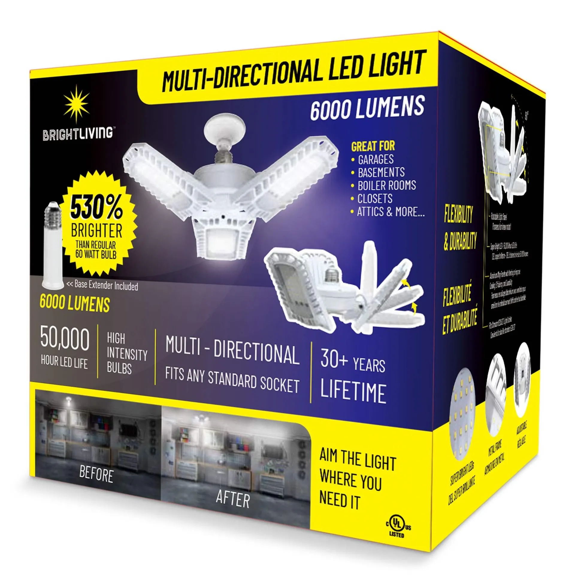 Bright Living White LED Garage Light