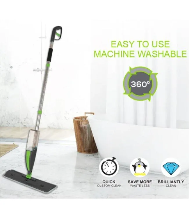 STUDIO 707 MICROFIBER SPRAY MOP GREEN/GREY 17.3"X4"-48.4