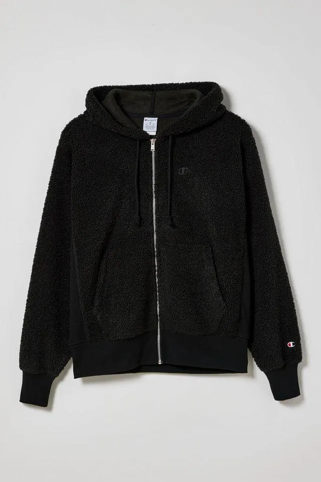 Champion UO Exclusive Teddy Fleece Full Zip Hoodie Sweatshirt