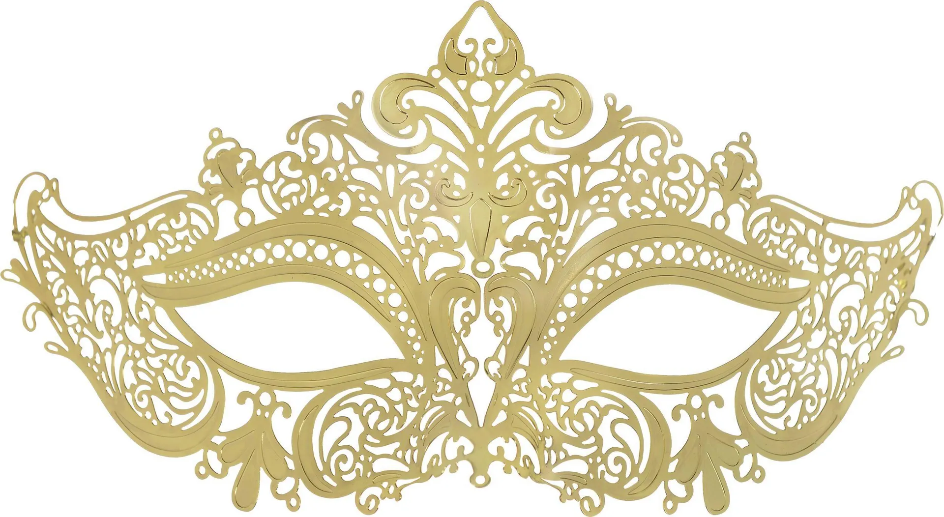 Filigree Metal Masquerade Mask, Gold, One Size, Wearable Costume Accessory for Halloween