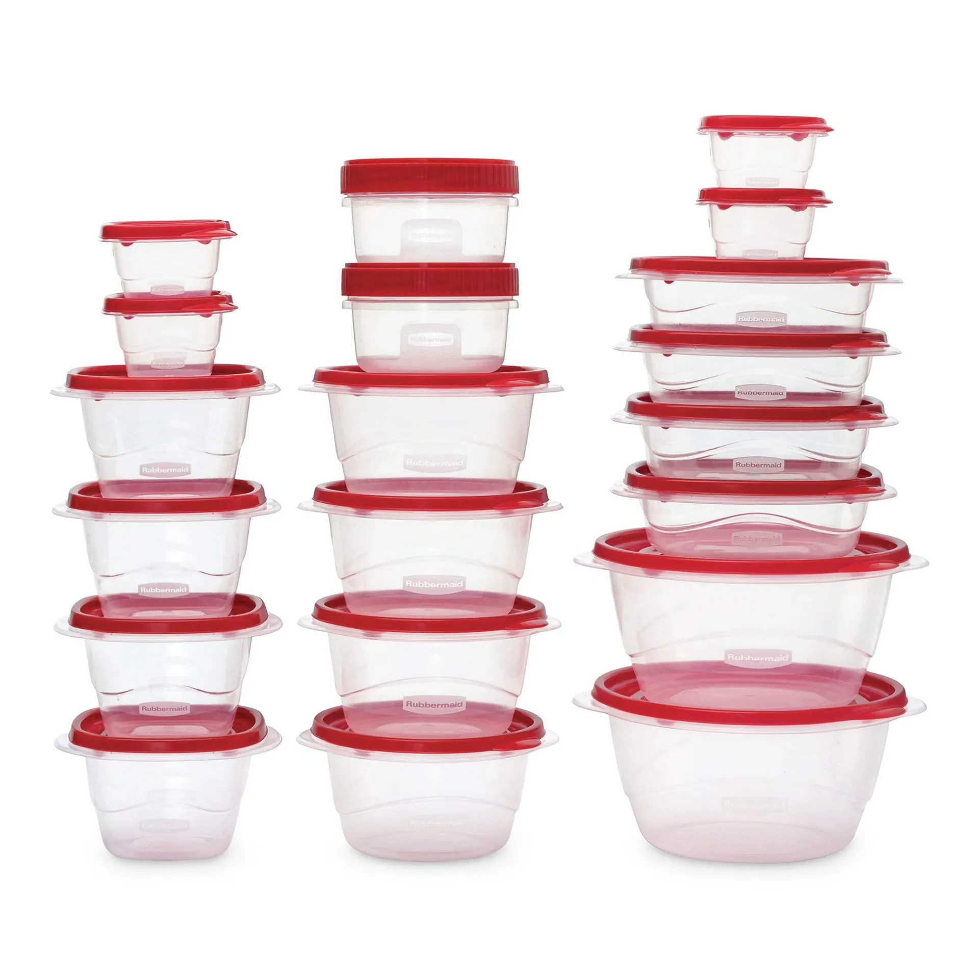 Rubbermaid TakeAlong Rectangle Plastic Food Storage Container Set with Quik Clik Seal Lid, 40-pc