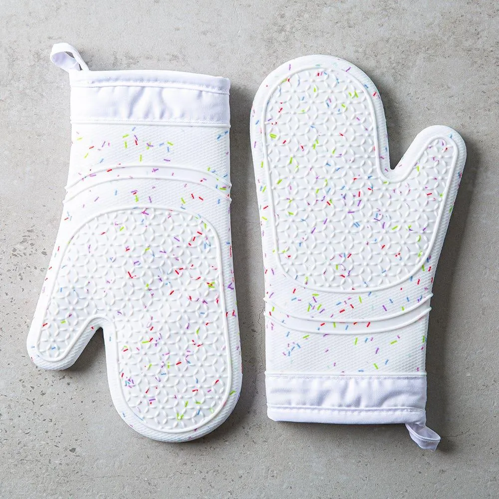 KSP Colour Splash Lined Silicone Oven Mitt - Set of 2 (Confetti)