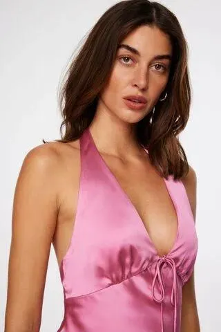 Halter Satin Mini Dress