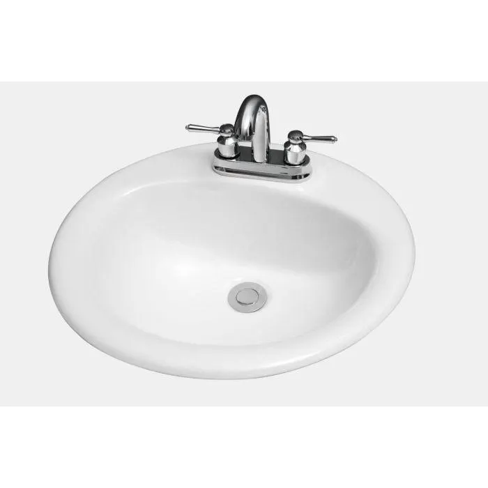Dolphin Edmonton Drop-in Round Sink, White - 3 Hole, 4" Centre Drain
