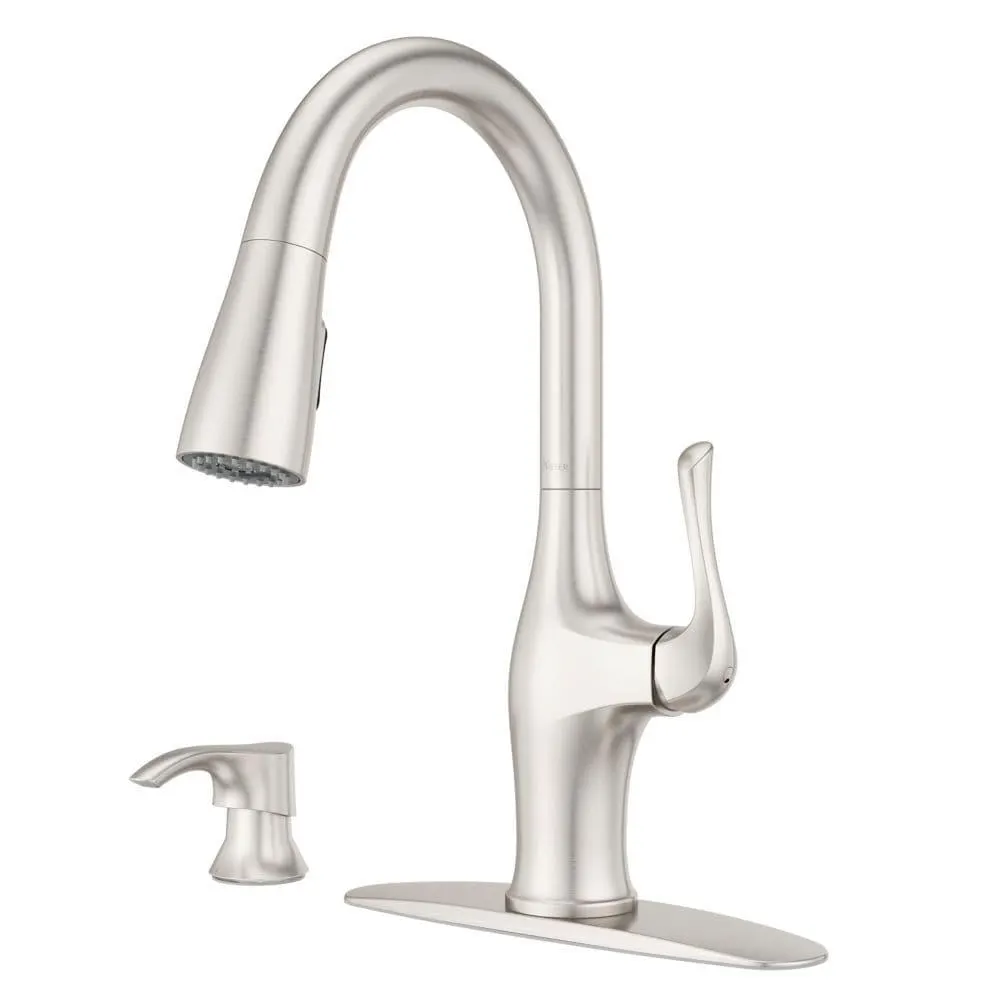 Wray 1-Handle Stainless Steel Pull Out/Pull Down Kitchen Faucet/Kitchen Sink Faucet/Tap with Soap Dispenser