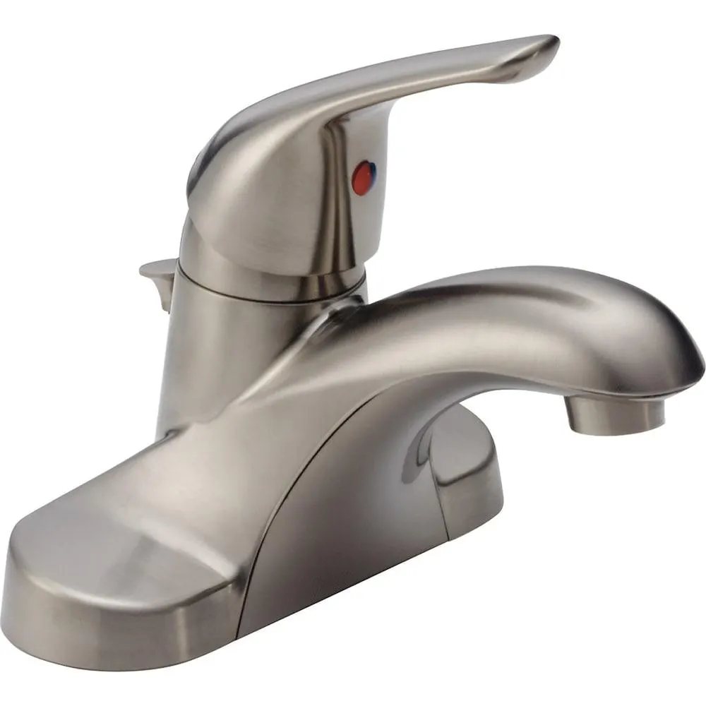 Foundations 4 in. Centerset Single Handle Lever Bathroom Sink Faucet Standard Flow in Stainless Steel