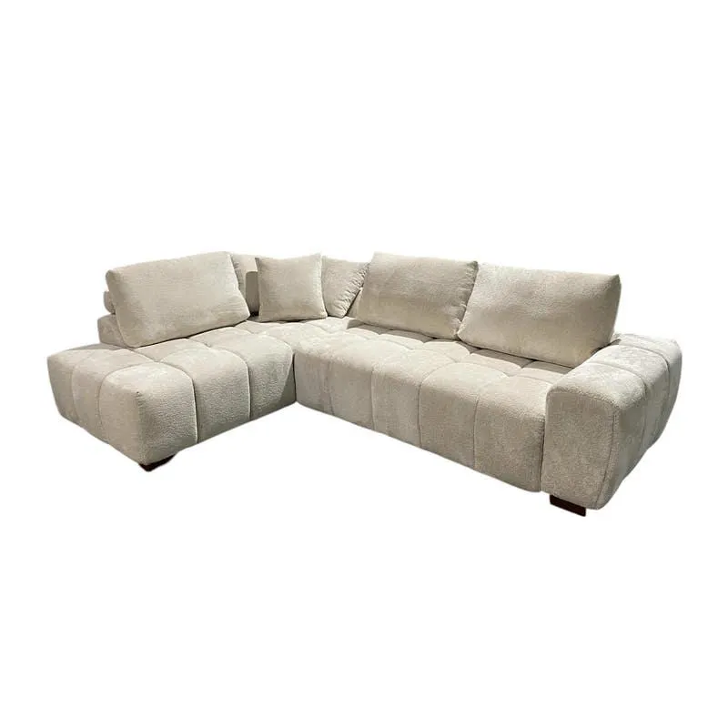 Sectionnel de style guimauve avec chaise longue à gauche - crème