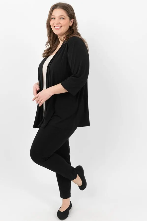 Lightweight open front cardigan - Black