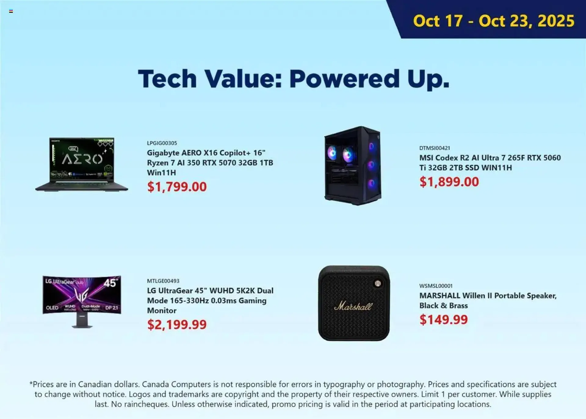 Canada Computers flyer from October 17 to October 23 2025 - flyer page 1