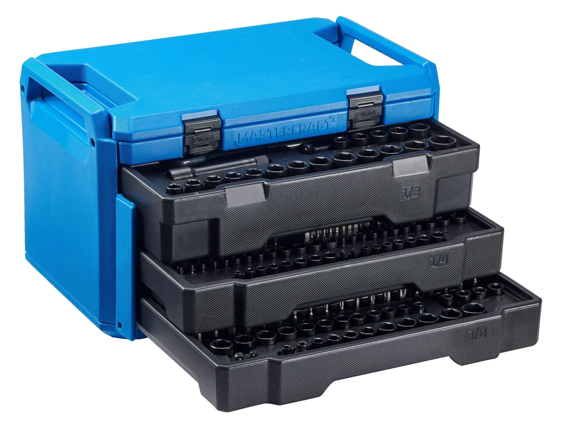 Mastercraft Socket Set, SAE/Metric, CRV, Black Steel Finish, 260-pc