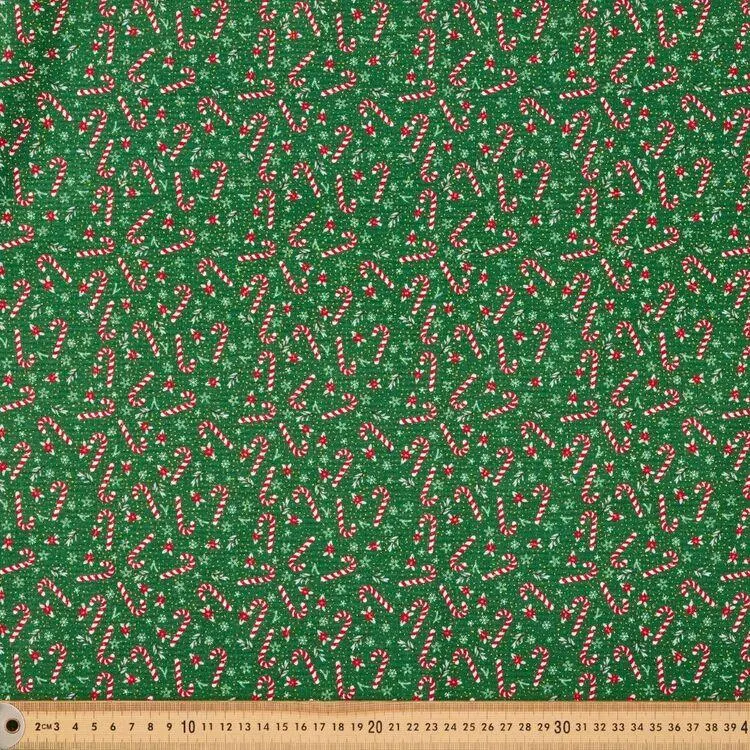 Holly Candy 112cm Glitter Quilting Fabric Green 112 cm