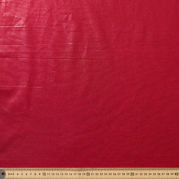 Plain 112cm Christmas Foil Quilting Fabric Red 112 cm
