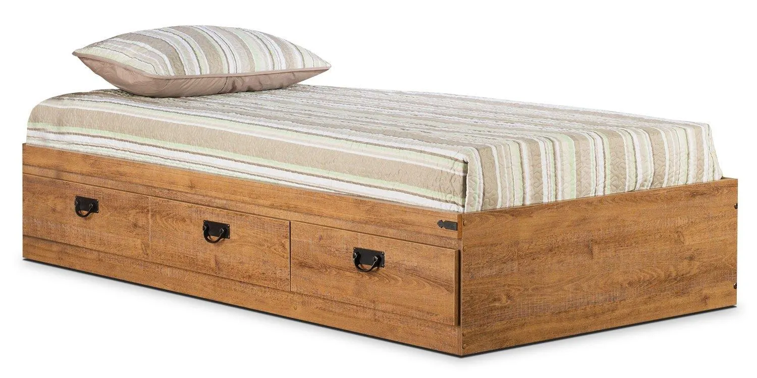 Lit matelot Driftwood pour enfants avec 3 tiroirs de rangement, brun - format lit double