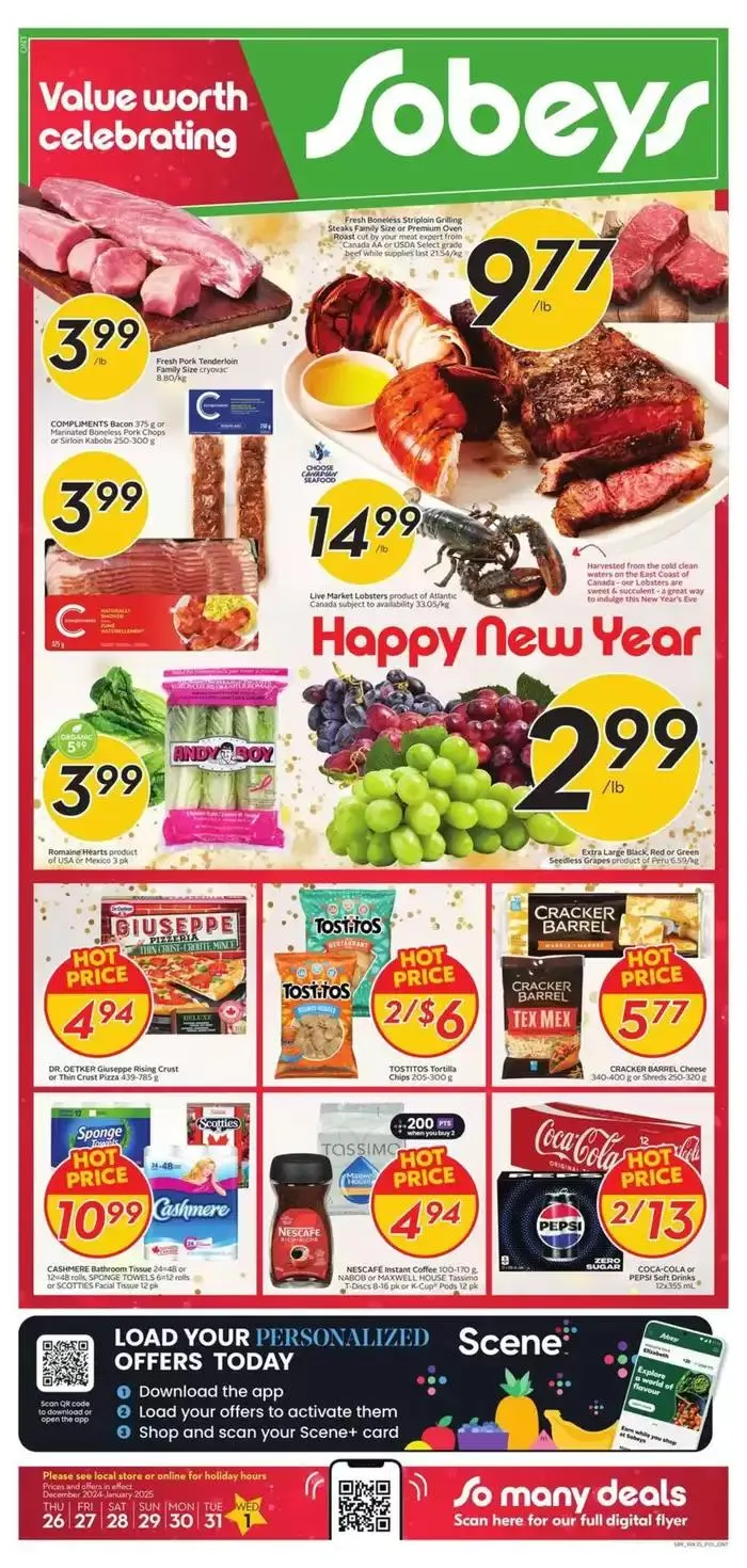 Sobeys Weekly ad from December 28 to January 11 2025 - flyer page 1