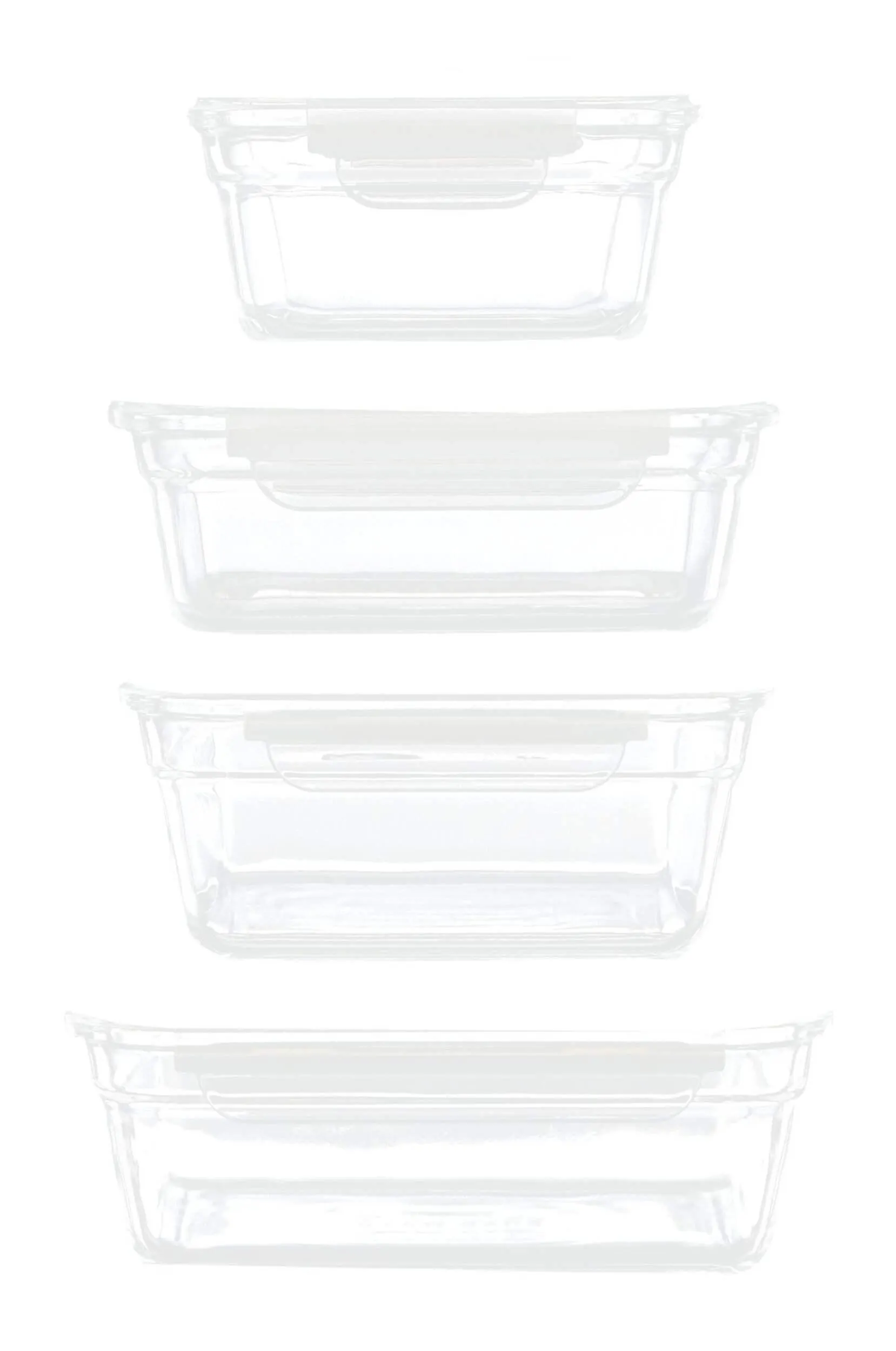 Glasslock Glass Food Storage Container Set with Leakproof Lids, 4 Count