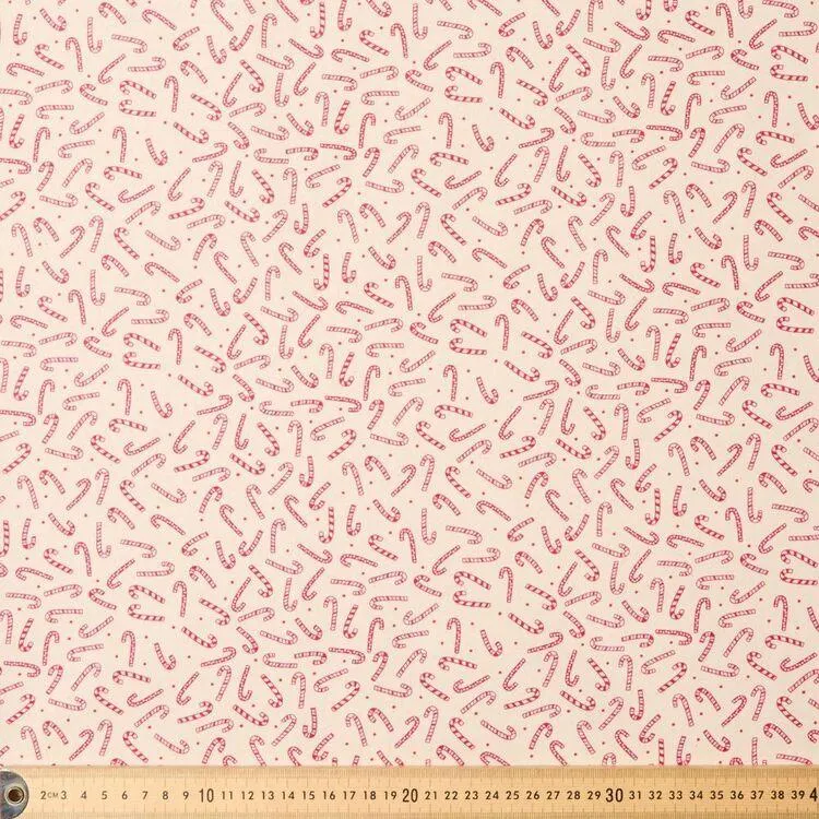 Scandi Candy Cane Printed 112cm Quilting Fabric Red 112 cm
