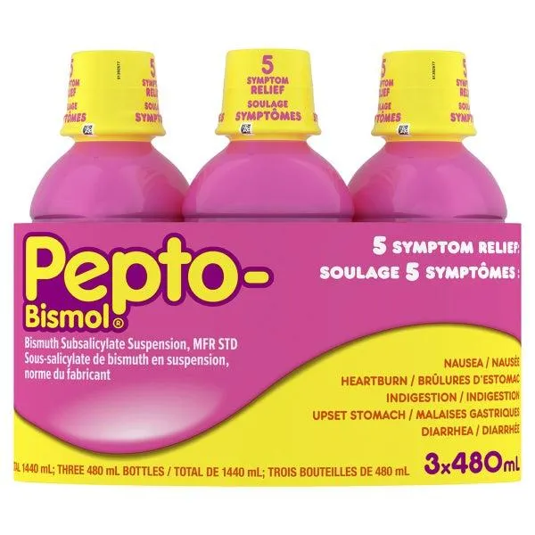 Pepto Bismol Liquid, 3 x 480mL