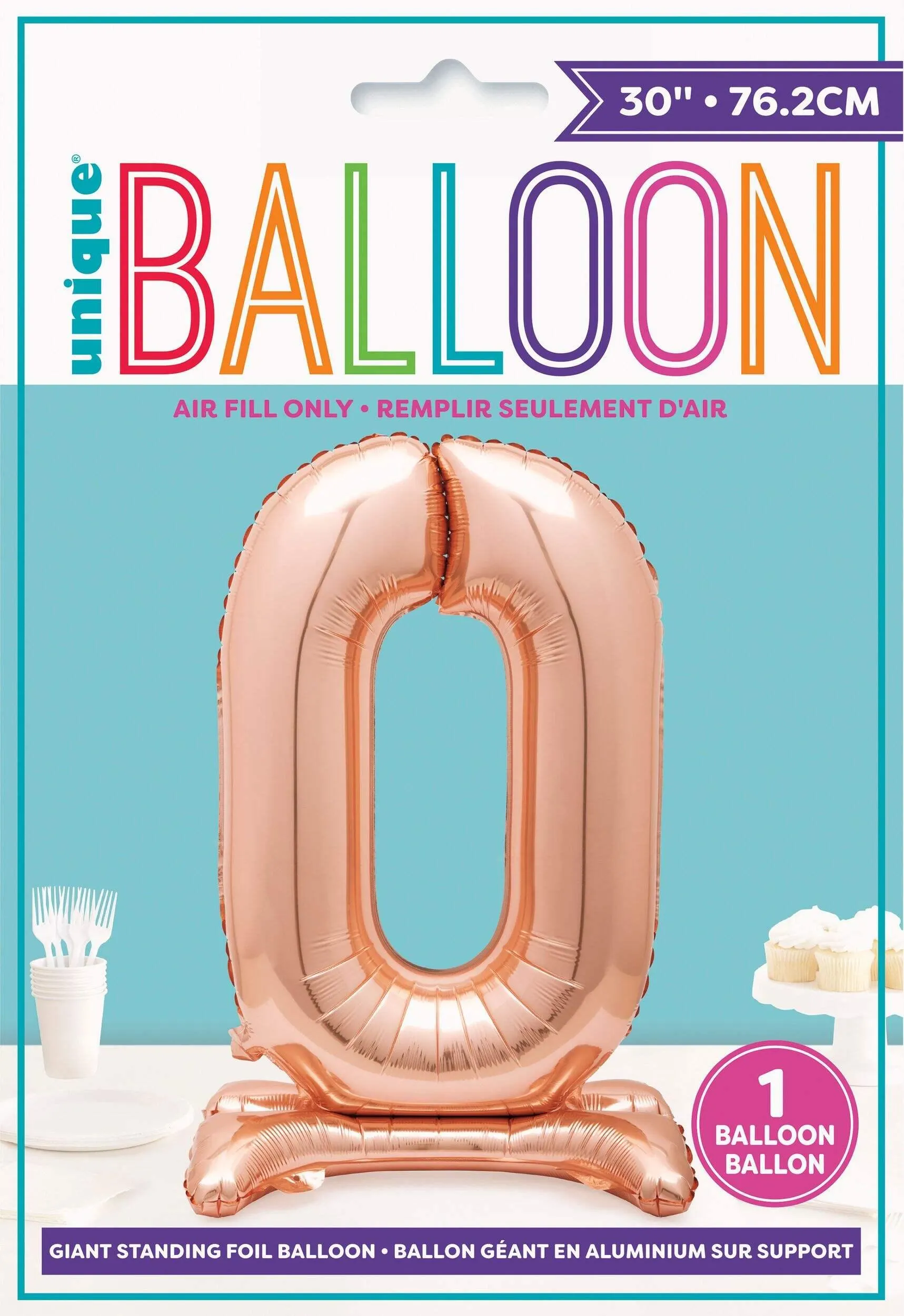 0-9 Numbers Satin Foil Balloon, Rose Gold, 30-in, Air-Filled for Birthday/Graduation/New Year's Eve/Anniversary