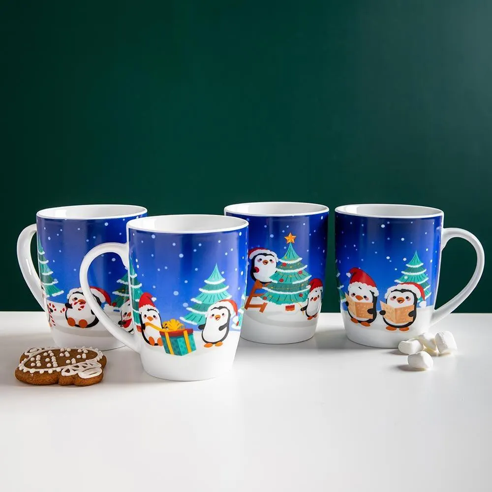 KSP Christmas Decal 'Holiday Cuties' Porcelain Mug - Set of 4