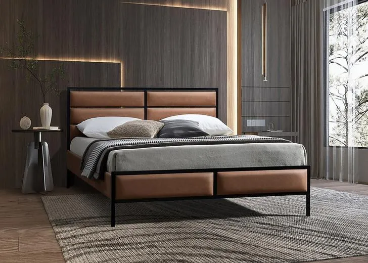 Vancouver Iron Upholstered Platform Bed