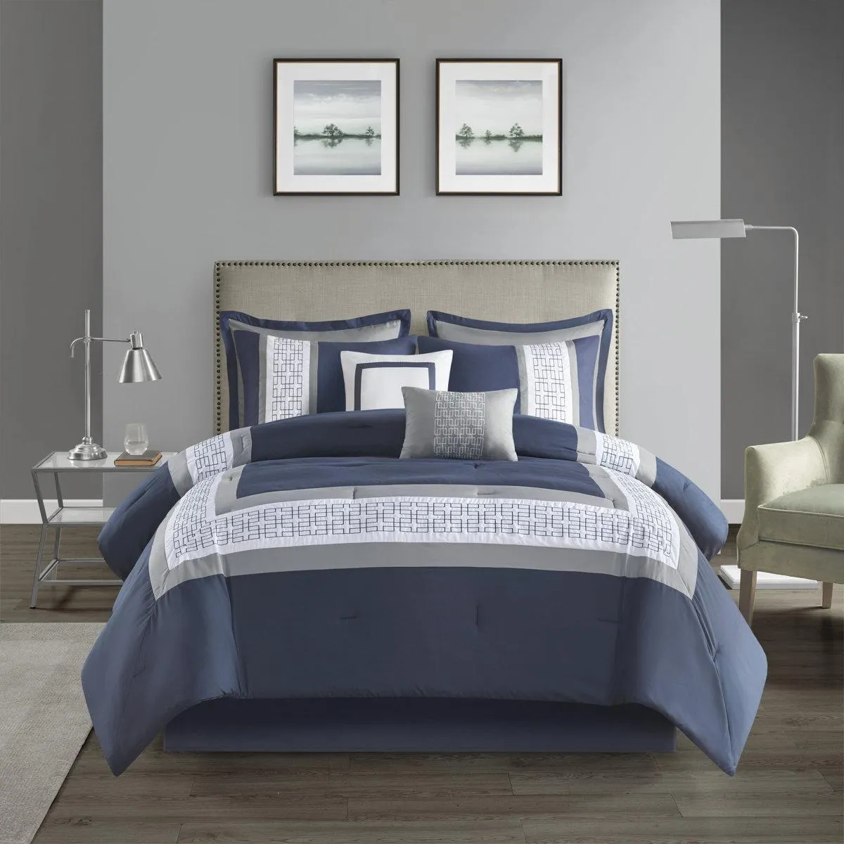 Powell 8 Piece Embroidered Comforter Set