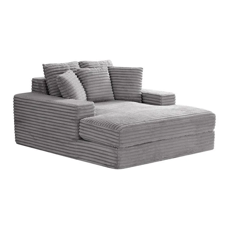 Chaise longue en velours côtelé Sealy - gris