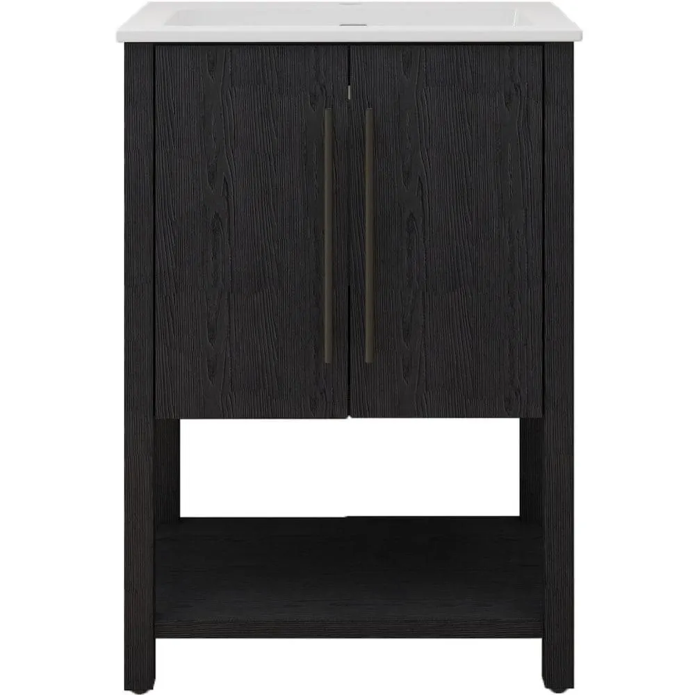 Danesfield 24.2in.W X 18.4in.D X34in.H Vanity in Black With Ceramic Top