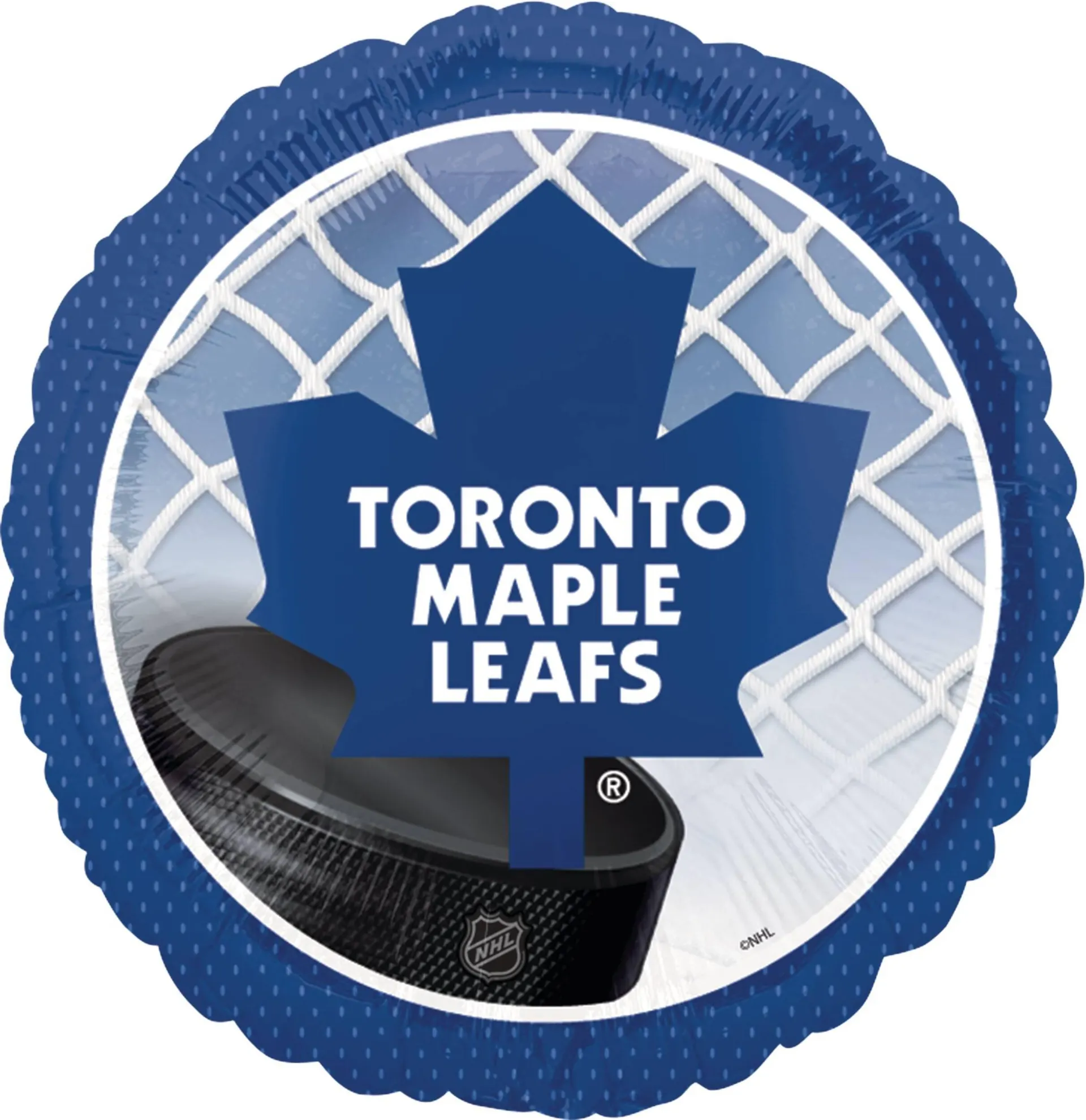National Hockey League NHL Toronto Maple Leafs Round Satin Foil Balloon, Blue, 17-in, Helium Inflation & Ribbon Included for Sports Party