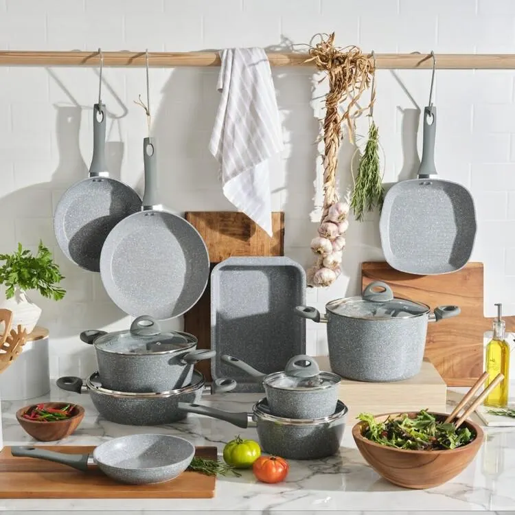 Equip Marble 10 Piece Non-Stick Cookware Set Grey