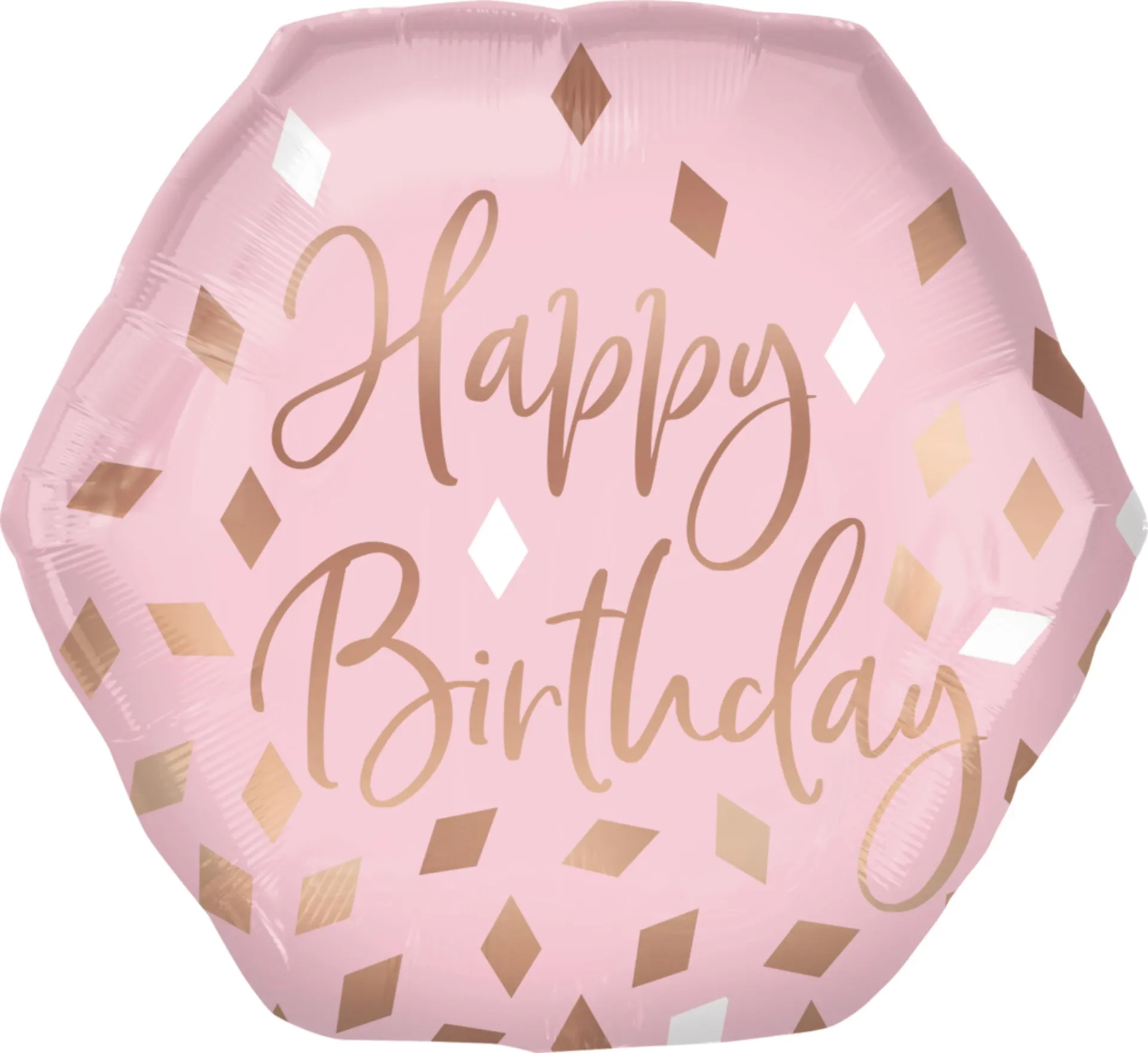 Blush Birthday "Happy Birthday" Octagon Satin Foil Balloon, Rose Gold/Pink, 23-in, Helium Inflation & Ribbon Included for Birthday Party