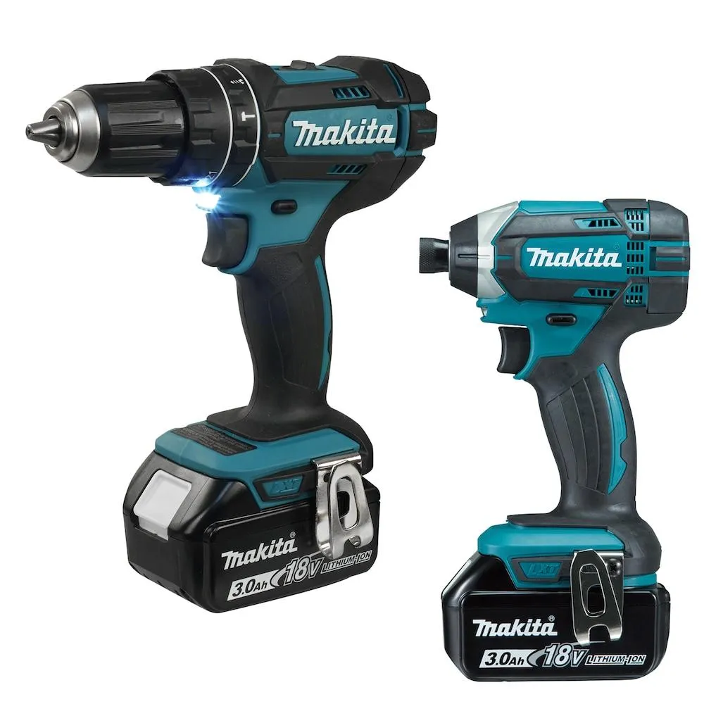 18V LXT Cordless Hammer Drill-Driver & Impact Driver Kit w/2 Batteries (3.0Ah), Charger & Bag